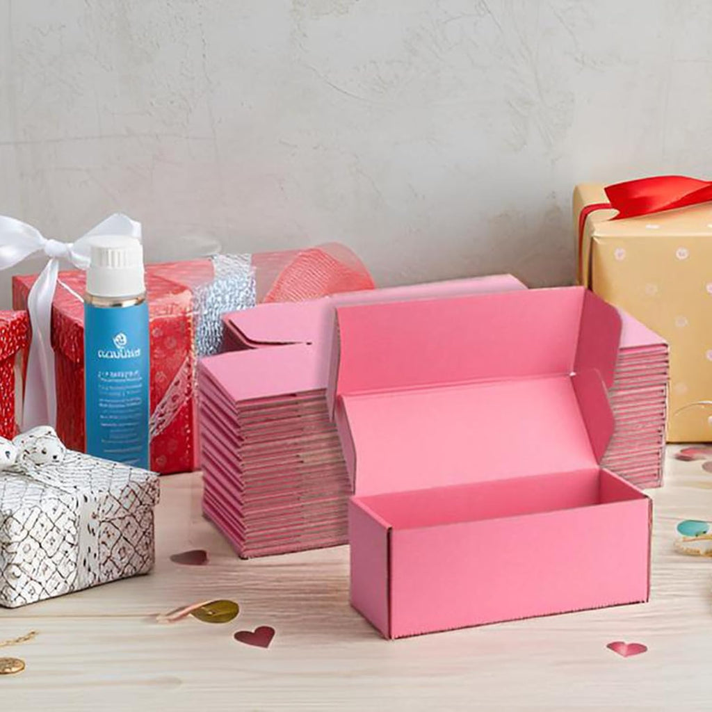Pink Shipping Boxes 10x4x4 Inches, 20 Pack