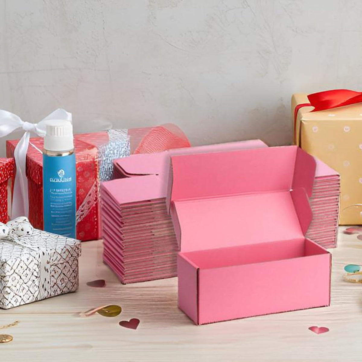 Pink Shipping Boxes 10x4x4 Inches, 20 Pack