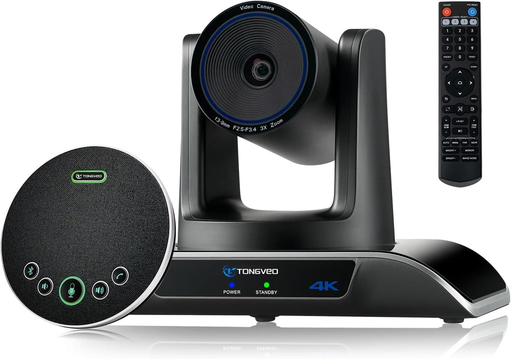 4K Conference Room Camera System AI Auto-Tracking 4K PTZ Camera 3X Optical Zoom 93° Wide Angle USB3.0 HDMI Output and