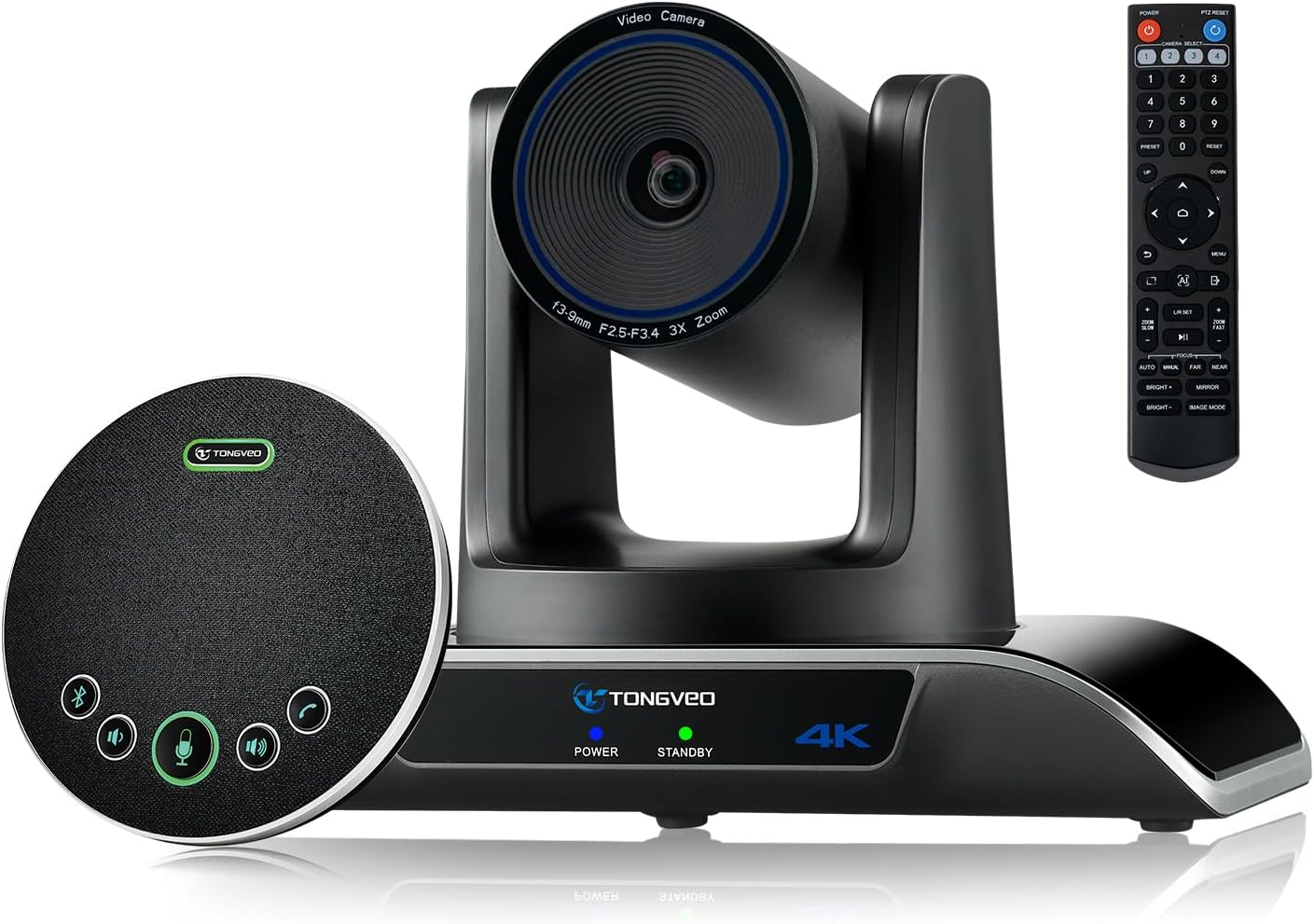 4K Conference Room Camera System AI Auto-Tracking 4K PTZ Camera 3X Optical Zoom 93° Wide Angle USB3.0 HDMI Output and