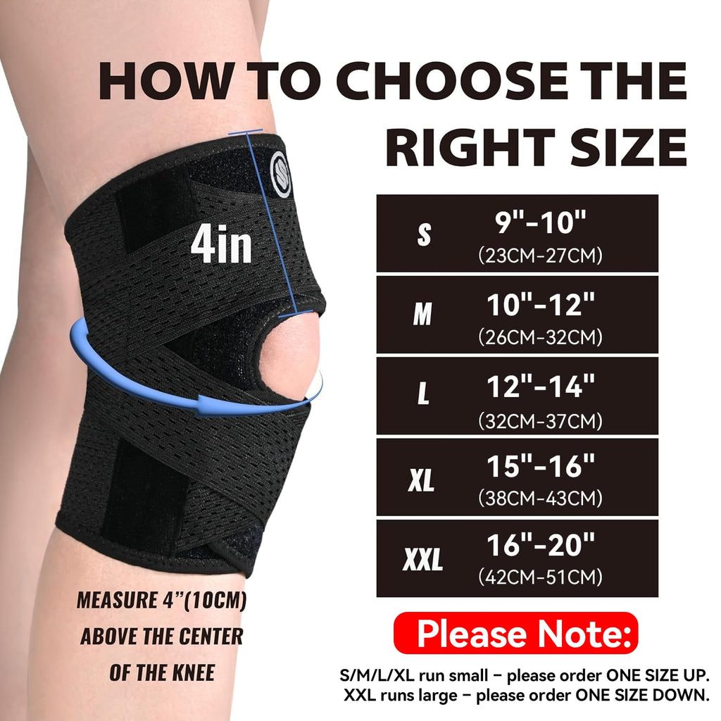 Knee Brace with Side Stabilizers for Knee Pain, Adjustable Knee Support for Meniscus Tear ACL MCL Arthritis Injury