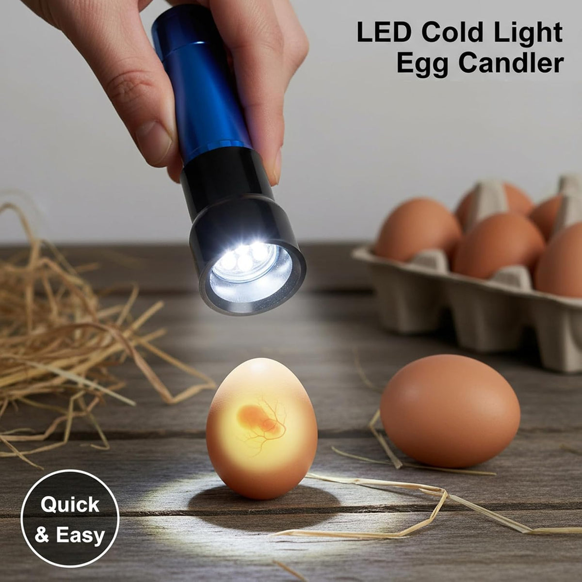 Egg Candler Candling Light Egg Development Tester Flashlight for Chicken Duck and Goose Eggs, 2PCS(Blue)