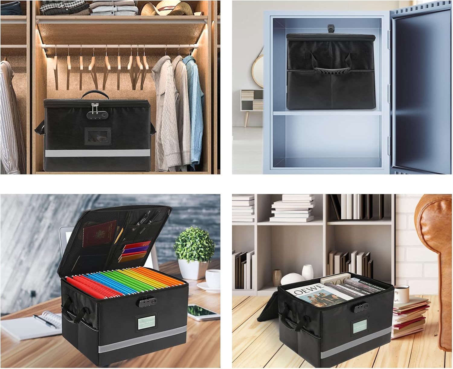File Organizer, Fireproof File Box with Lids, Important Document Organizer Box with Lock, Portable File Folder