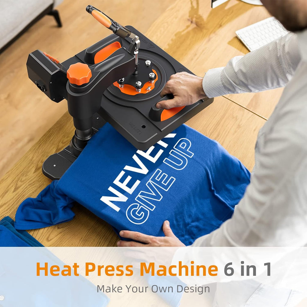 Heat Press Machine 12 X 15 inch, 6 in 1 Shirt Printing Heat Transfer Machine 360° Swing Away, Digital
