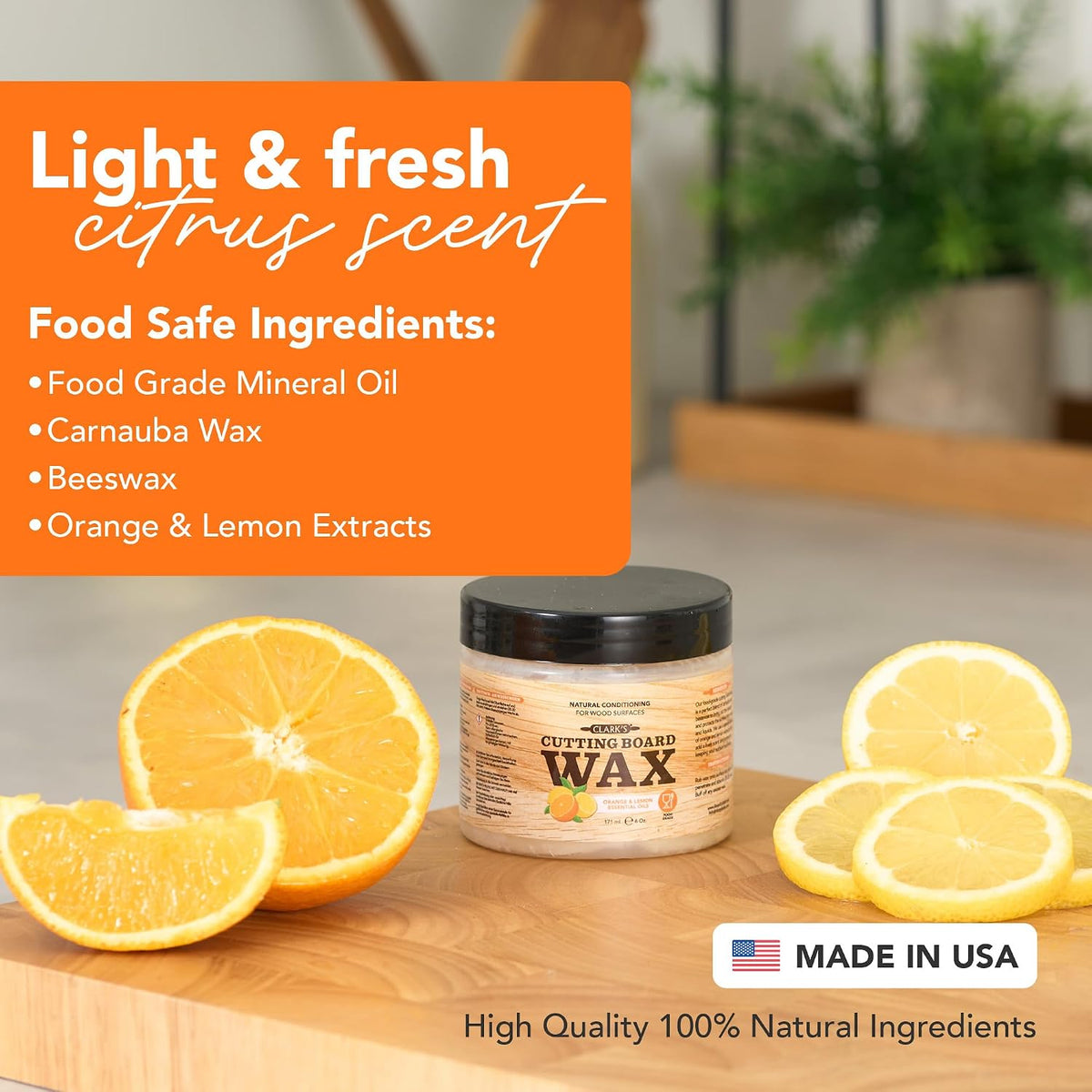 Cutting Board Wax - 2-in-1 Wood Butter & Food Grade Mineral Oil with Beeswax – Butcher Block Conditioner for Cutting