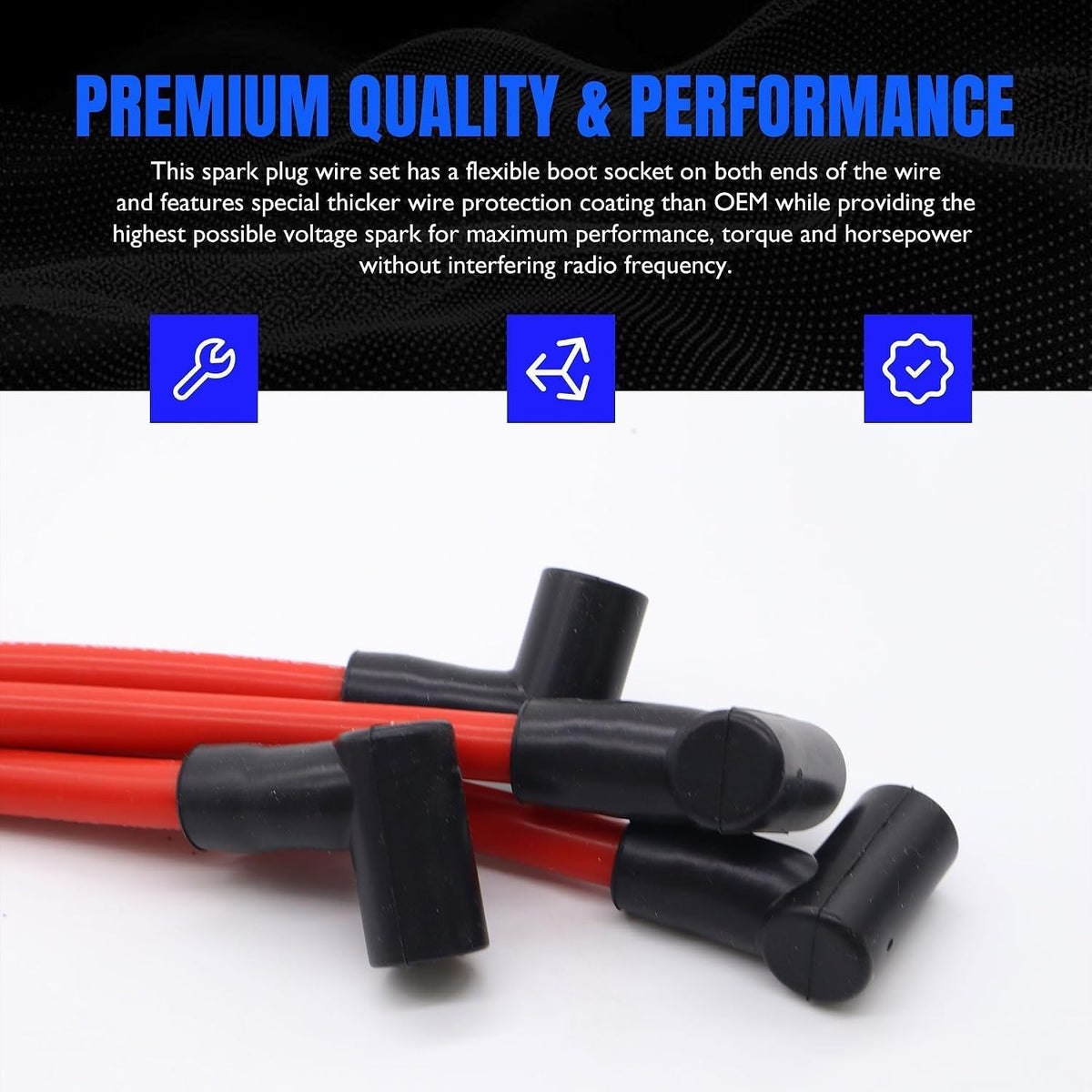 4PCS Marine Spark Plug Wire Set Replacement #18-8839 9-28092