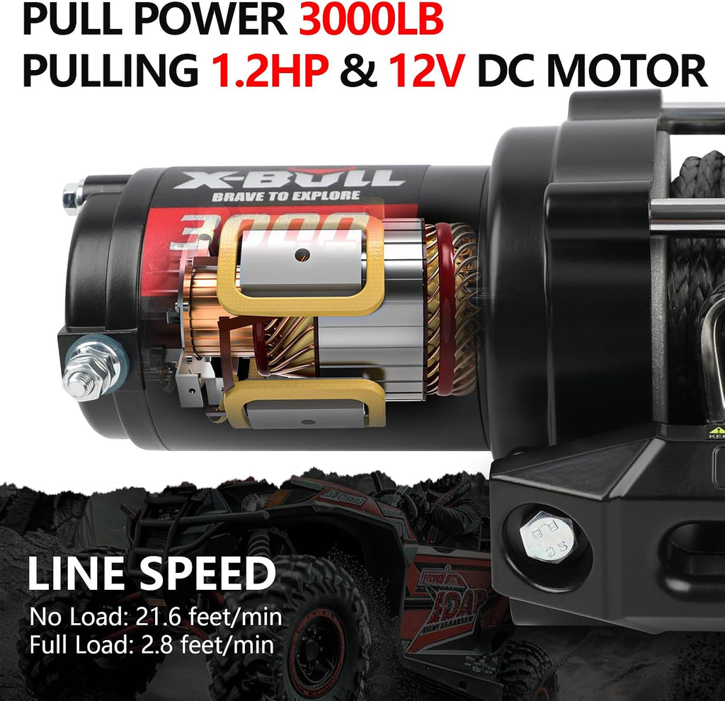 New 12V DC 3000LBS IP68 Waterproof Electric Winch for Towing ATV/UTV, Boat, Off Road, Wireless Remote and Corded
