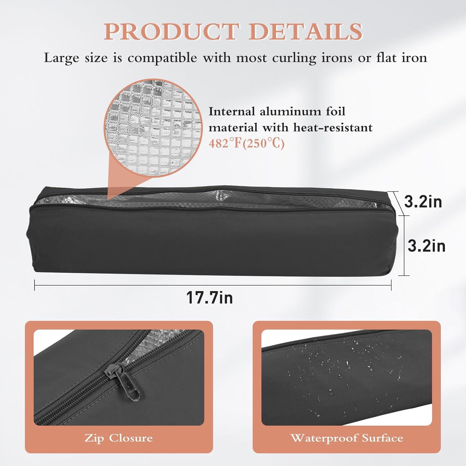 Professional Hot Hair Tools Organizer Bag Portable Travel Heat Resistant Storage Case Pouch for Curling Irons, Flat