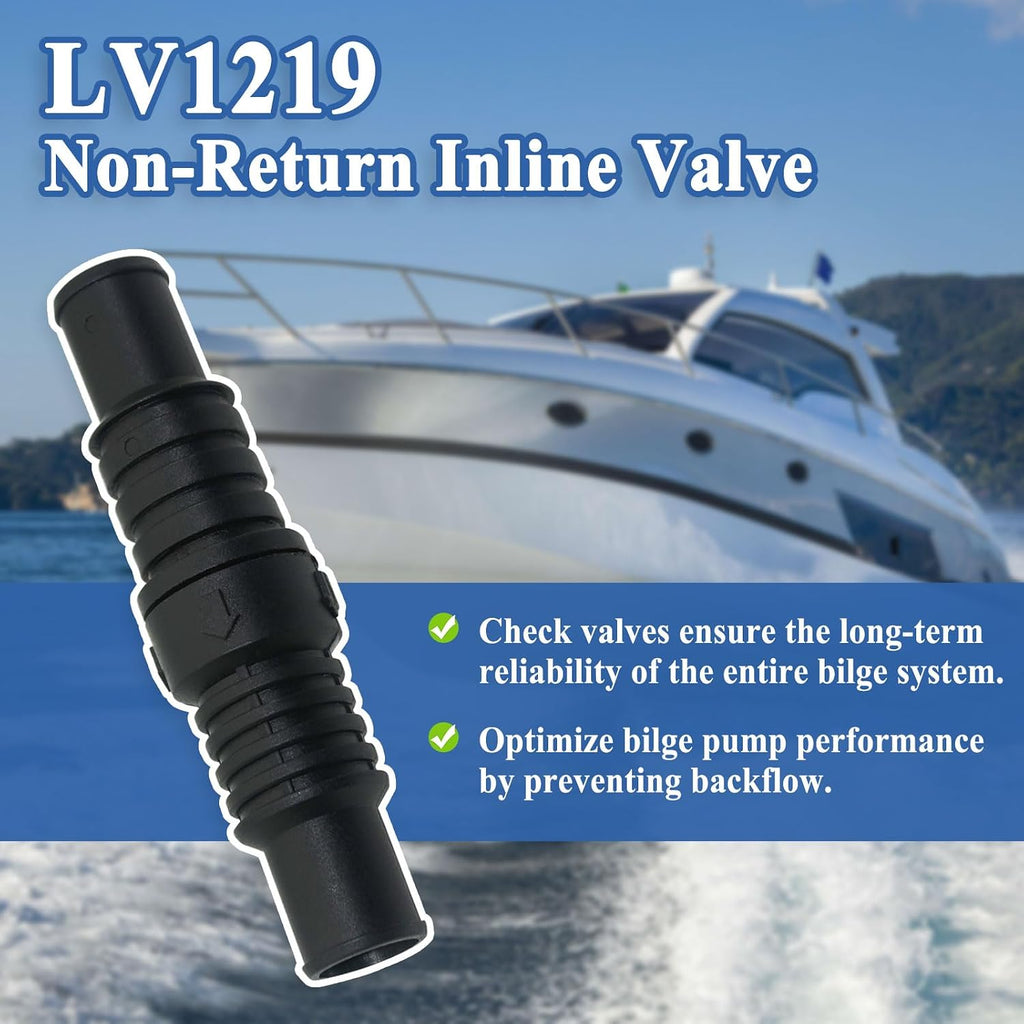 3 Pcs LV1219 Black Check Valve, 3/4" & 1", Prevents Water Backflow