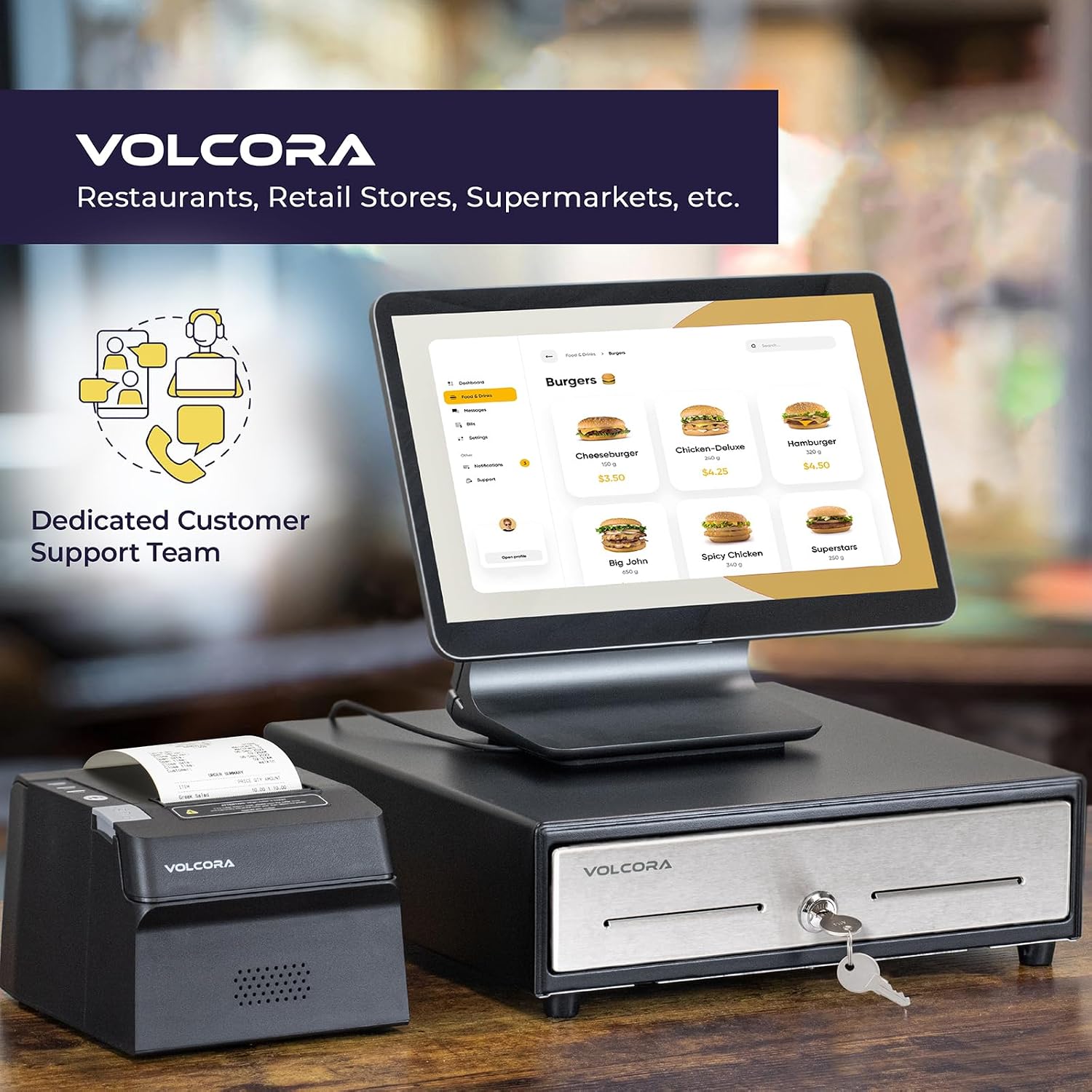 13" Cash Register Drawer for Point of Sale (POS) System, 4 Bill 5 Coin Cash Tray, Black and Stainless Steel Front