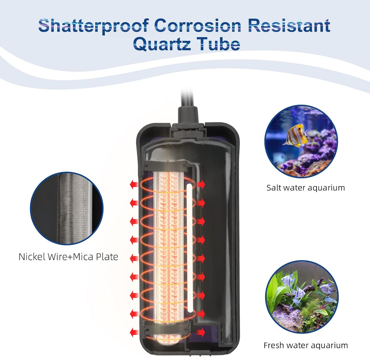 Small Submersible Aquarium Heater 100W Mini Betta Fish Tank Heater with LED Display Adjustable Temperature for 10-20