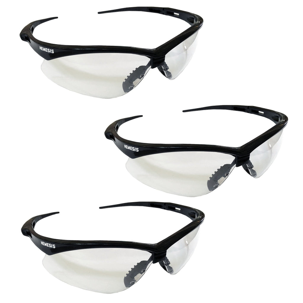 3000355 Clr Af W/Blk Fr.Nemesis Safety Glasses W/Lanyard