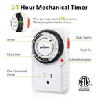 BN-LINK 24-Hour Heavy Duty Mechanical Timer Outlet,Indicator Light, 3-Prong
