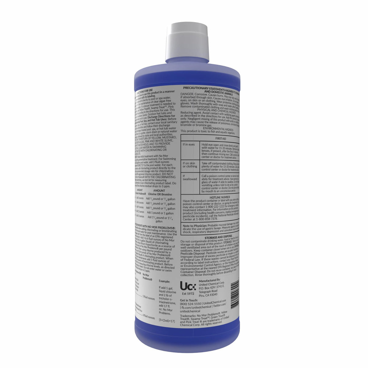 No Mor Problems Preventative Pool Algaecide & Water Clarifier - Non-Staining, pH Independent Algae Prevention, 1 Quart