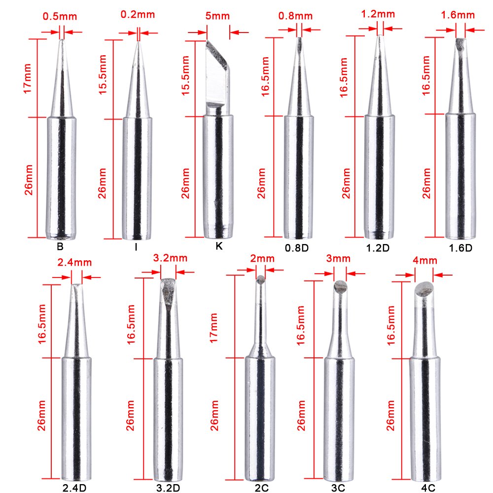 AUSTOR 11 Pcs Soldering Iron Tips Kit 900M-T and 1 Pc Cleaning Cloth