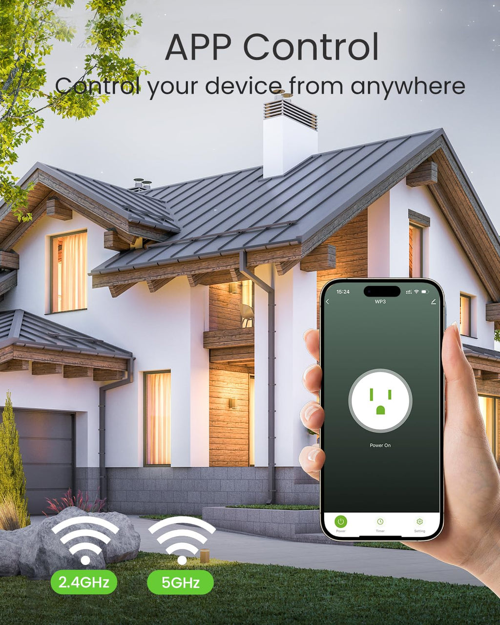 5G 15A WiFi Smart Plug Compatible with Alexa and Google Home, Outlet Timer Smart Home WiFi Outlet Timer with Remote