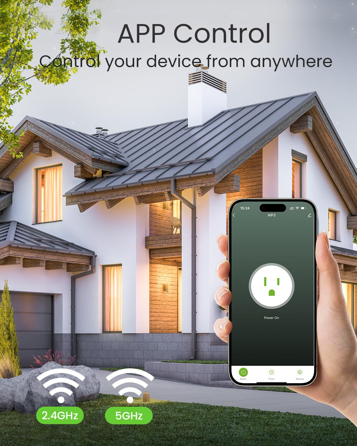 5G 15A WiFi Smart Plug Compatible with Alexa and Google Home, Outlet Timer Smart Home WiFi Outlet Timer with Remote