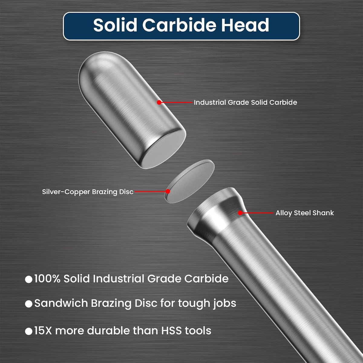 LU&MN SC-3 Tungsten Carbide Burr, 3/8" Head 1/4" Shank, 4 Pcs
