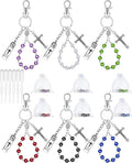 6 Set Holy Water Container Keychain with Rosary Bead, Crucifix, Organza Bags, Eye Dropper, Gift Bulk for Easter