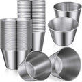 50 Pack Metal Ramekin Small Stainless Steel Sauce Cup, 1.5 Oz, 2 Oz