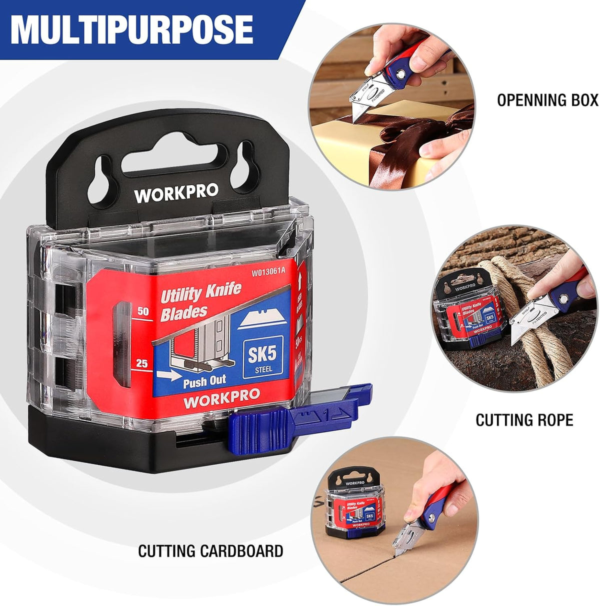 50-Pack Utility Knife Blades with Dispenser
