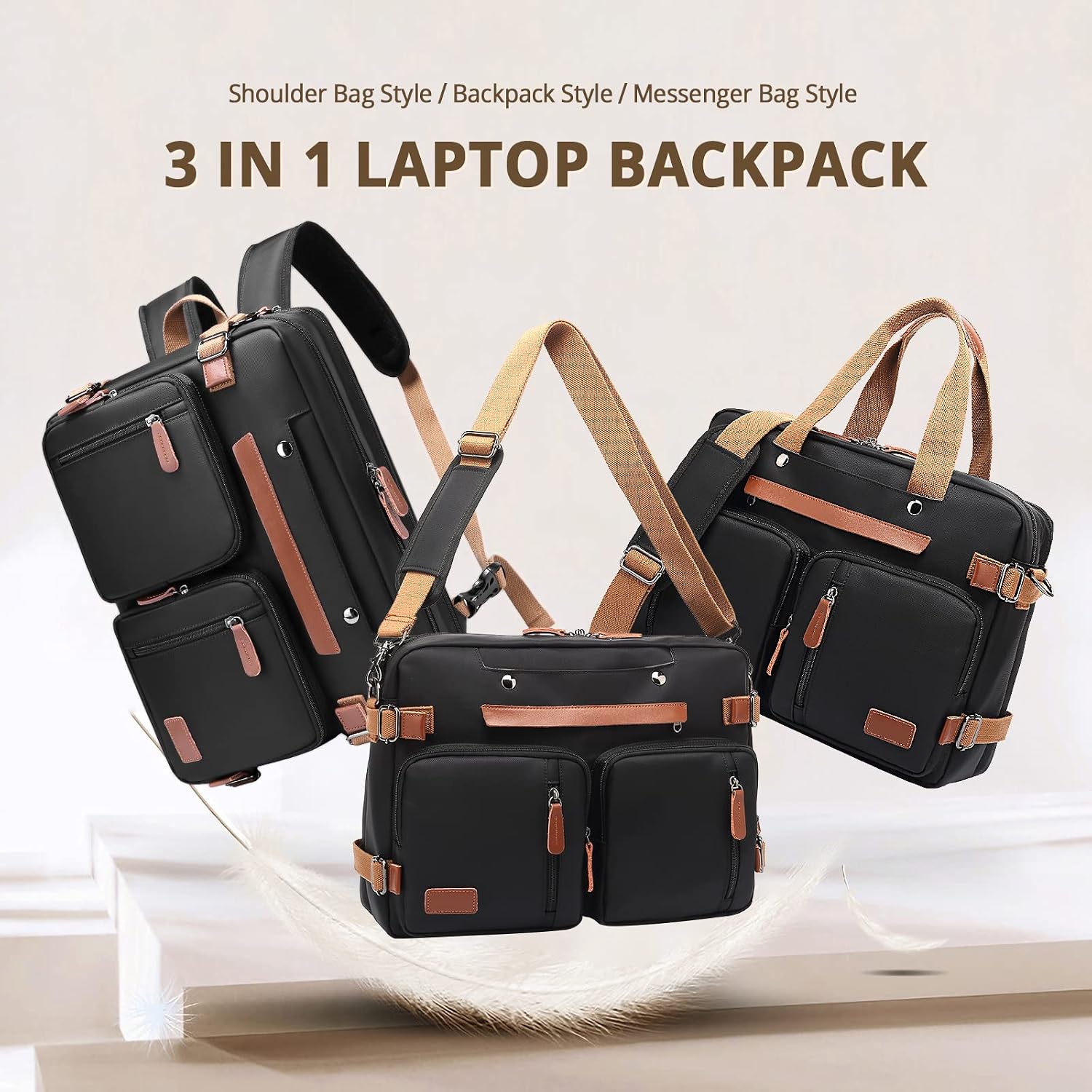 15.6 inch Laptop Backpack for Men Women,3 in 1 Briefcases For Men,Messenger Bag Laotop Bag Computer Bags For Work