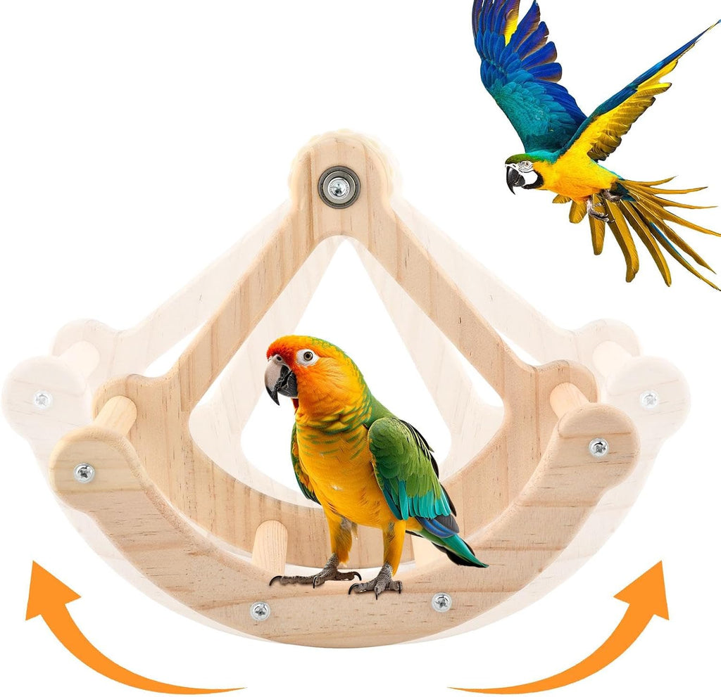 Bird Perch Toy, Interactive Rocking Parakeet Toys and Perches, Wooden Exercise Cockatiel Toys, Intelligence Birds