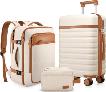 Luggage Sets 3 Piece, Carry On Luggage 20In With Spinner Wheels,PC Hardside Suitcase Set with TSA Lock,Durable Carry