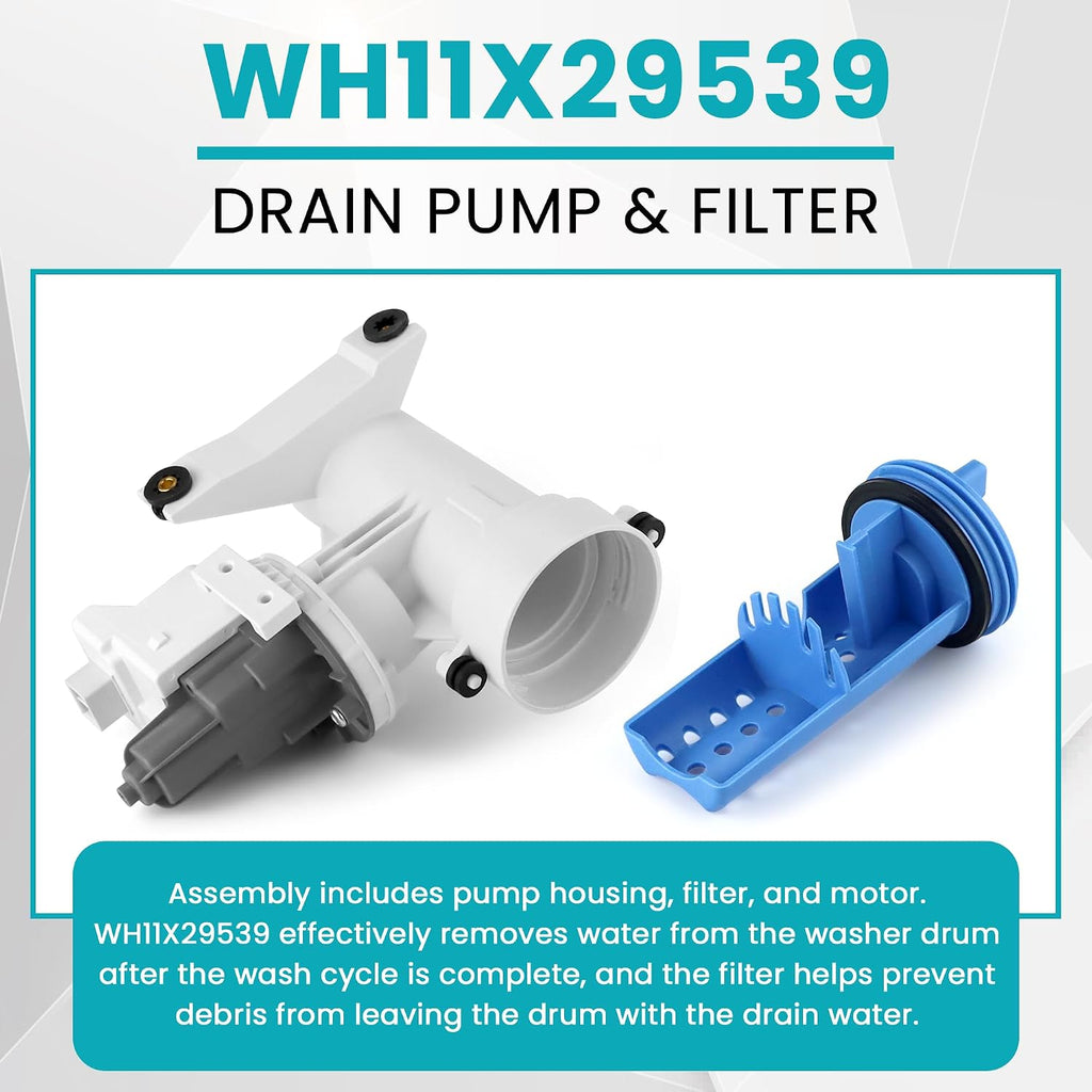WH11X29539 WH11X39237 Washer Drain Pump and Filter Fit for G-E Washers