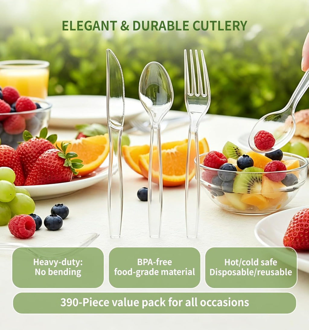 390 Count Extra Heavy Duty Clear Plastic Silverware