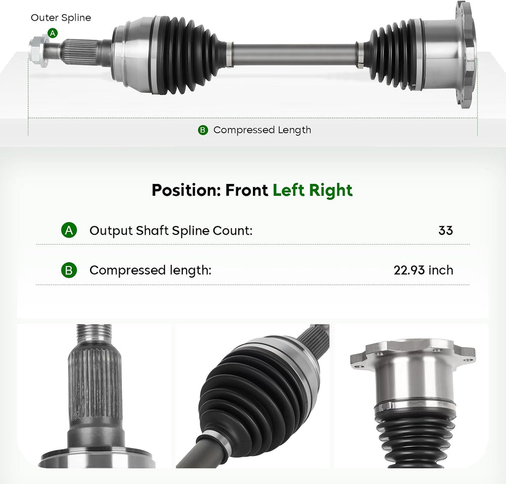 Pair (2) Front CV Axle Shaft Assembly for 4WD/AWD & 6-Lug Only