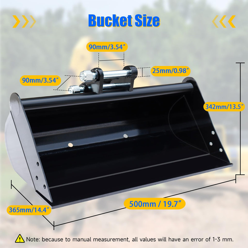 Mini Excavator Bucket Attachments, 20" No Teeth Flat Backhoe Buckets, Digging Bucket Accessories for Loading Sand