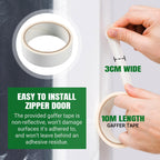 (2-Pack) Plastic Zipper Door Dust Protector, 4 ft x 7 ft Heavy-Duty Plastic Sheeting with Green Zipper Door Dust