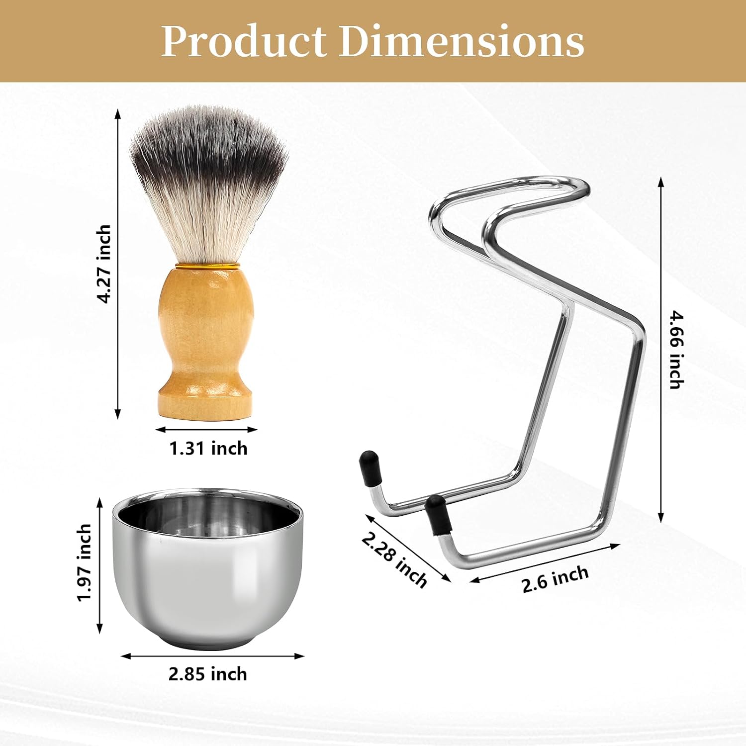 Shave Brush and Bowl, Premium Synthetic Badger Hair Shaving Brush Set with Stainless Steel Shaving Bowl, Exfoliating