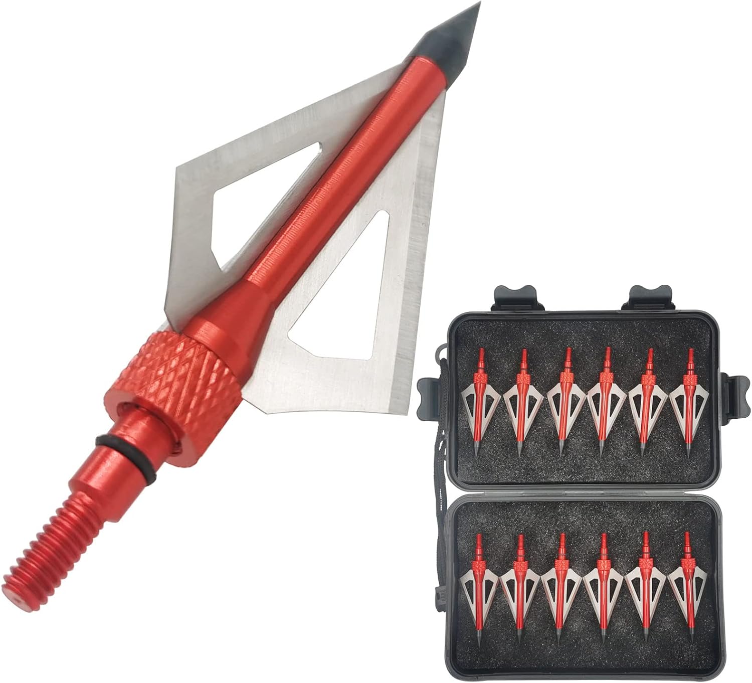 Hunting Broadheads 12PK 100 Grains Screw-in Arrow Archery 3 Blades Hunting Heads Arrow Tips Compatible with Crossbow