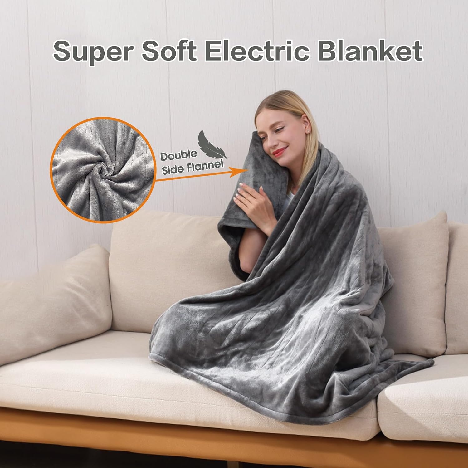 Heated Blanket Throw, Super Soft Flannel Electric Throw Blanket | 3 Heating Levels, 4H Auto Off,Overheat Protection