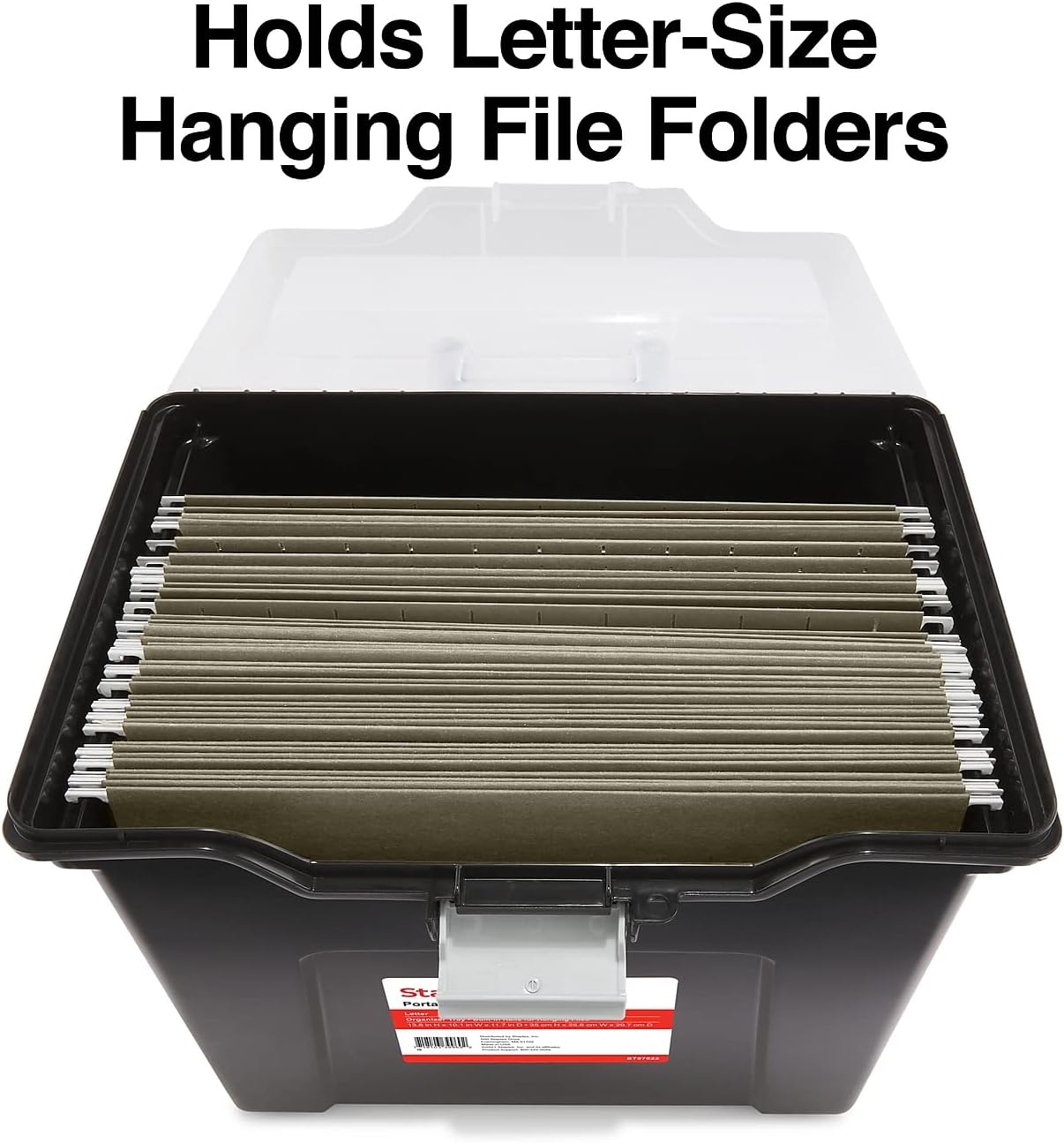 File Folder Tote, Portable Filing Box for Letter SIze Hanging Folders, Security Latch & Built-In Lid Organizer