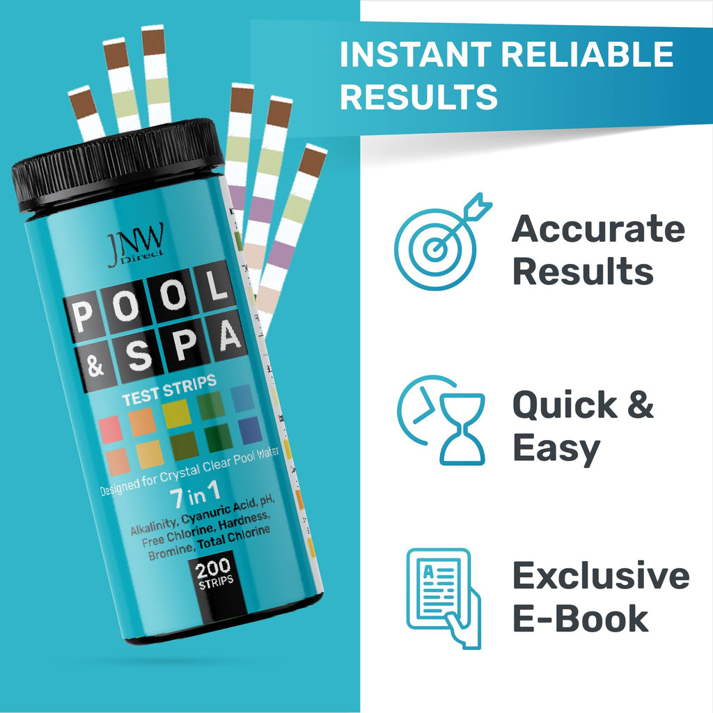 Pool Test Strips for Pools and Spas - 7 in 1 Water Test 200 Pack