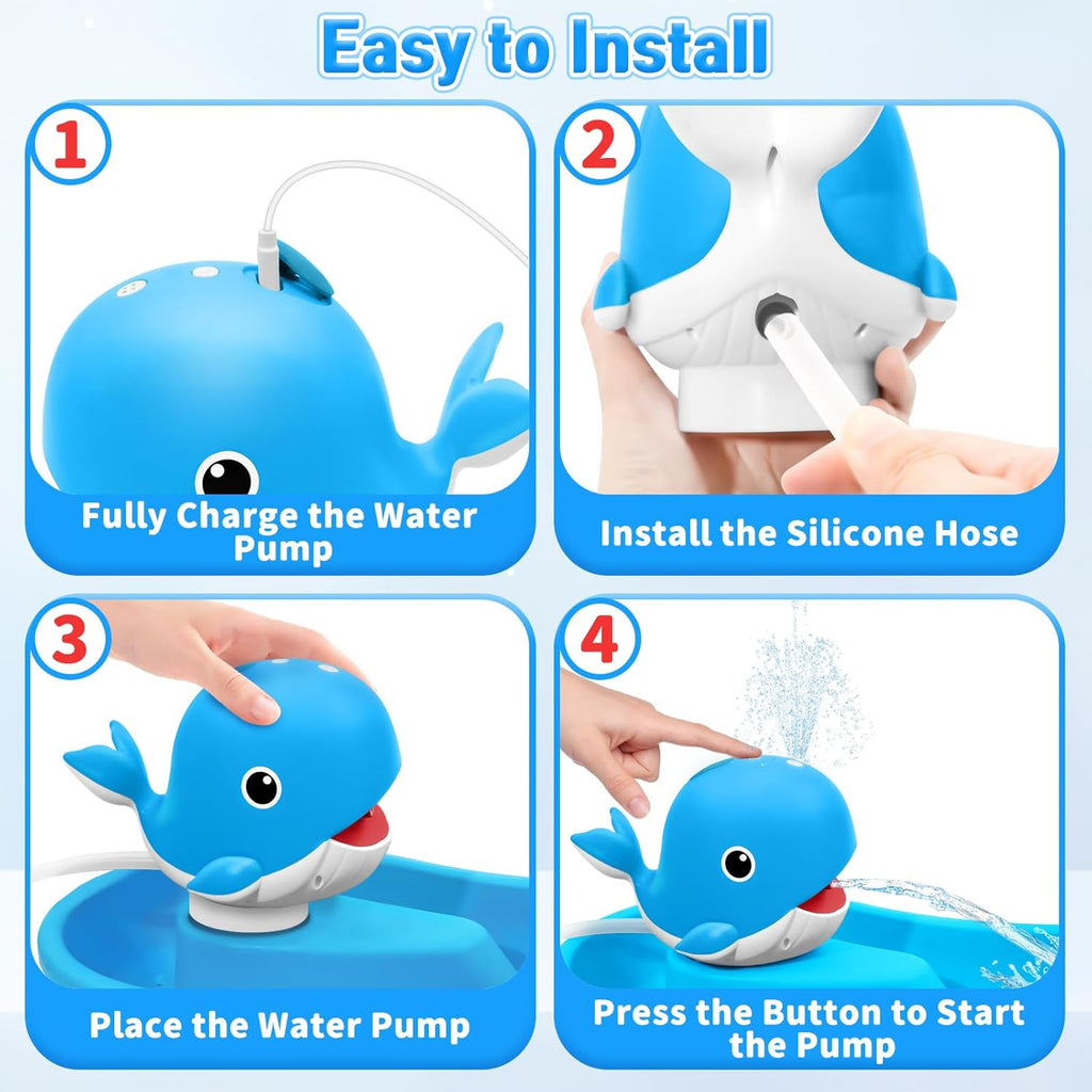 Water Table Pump, Whale Rechargeable Water Pump for Water Table with Sprinkler, 3.5 Hours Non-Stop Fun Summer Outdoor