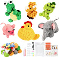 Crochet Kit for Beginners | Set of 6 Animal Crochet Kits with Yarn & Video Tutorials, Includes Frog, Crocodile