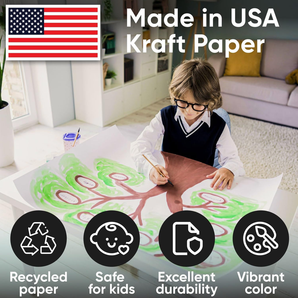 12" x 1200" (100 ft) Black and White Kraft Paper Roll Set