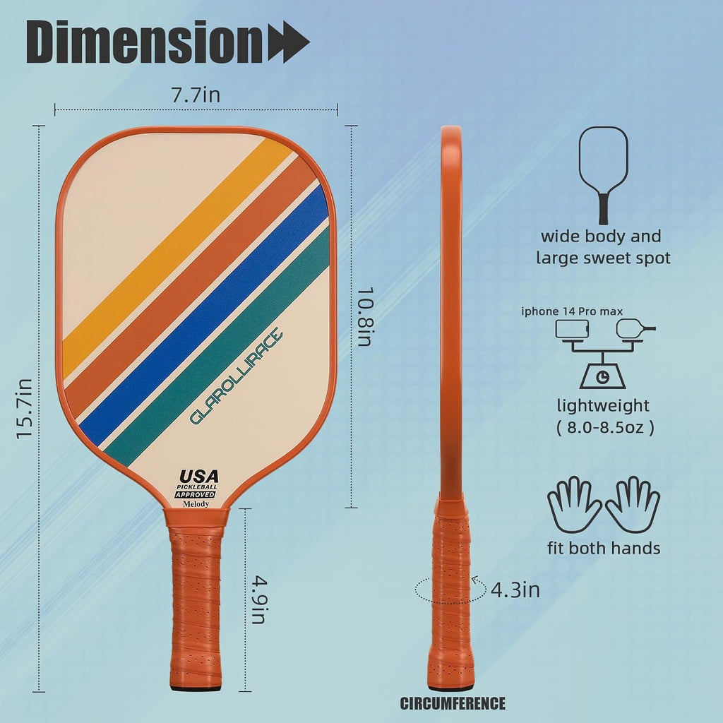 Pickleball Paddles Set of 2 | 4 Pickleball Rackets, USAPA Approved Pickleball Set, Fiberglass | Carbon Fiber Surface