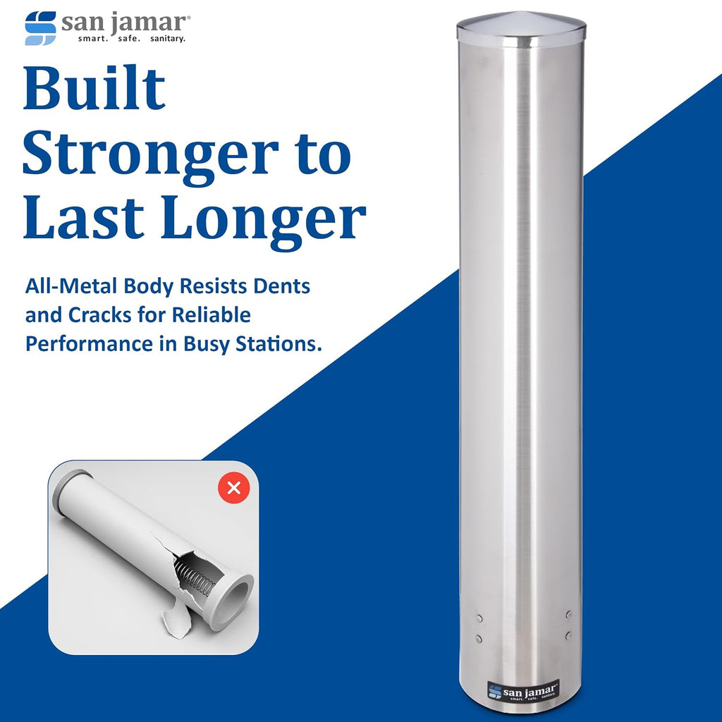 23.5-Inch Stainless Steel Cup Dispenser, 12-24 oz