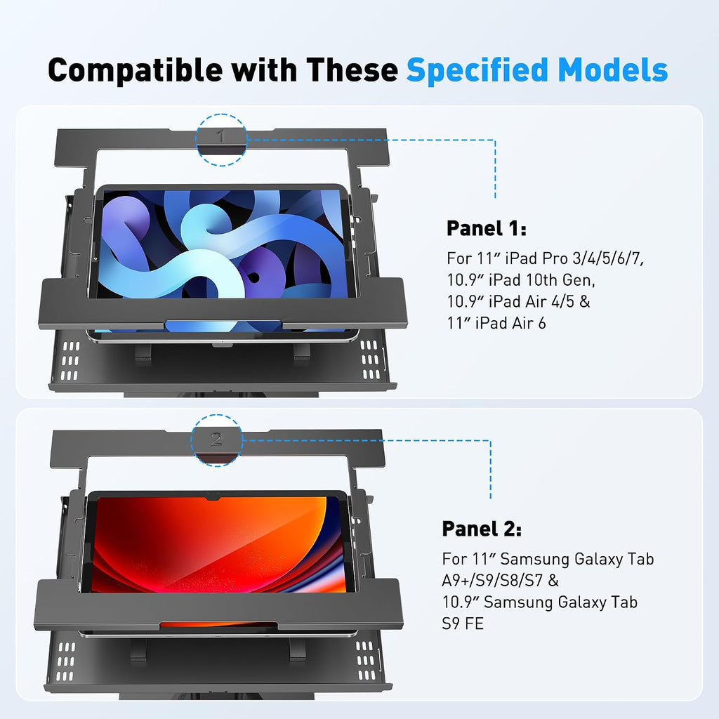 Anti-Theft iPad Kiosk Stand, POS iPad Security Stands, Aluminum Locking Tablet Stand with Heavy Duty Base, 360°