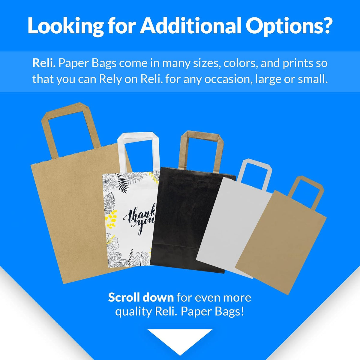 55 Pack Paper Bags with Handles | Kraft Brown