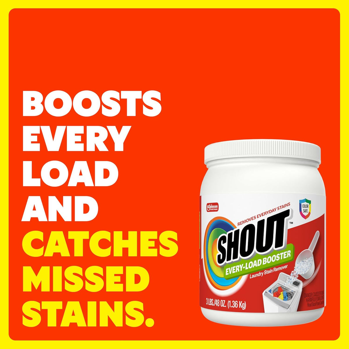 In-Wash Every-Load Booster Laundry Stain Remover, Bleach-Free & Color Safe, HE Compatible, Removes Grass, Coffee
