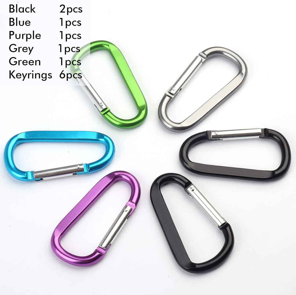 Carabiner Caribeaner Clip,3" Large Aluminum D Ring Shape Carabeaner with Keyring Keychain Hook