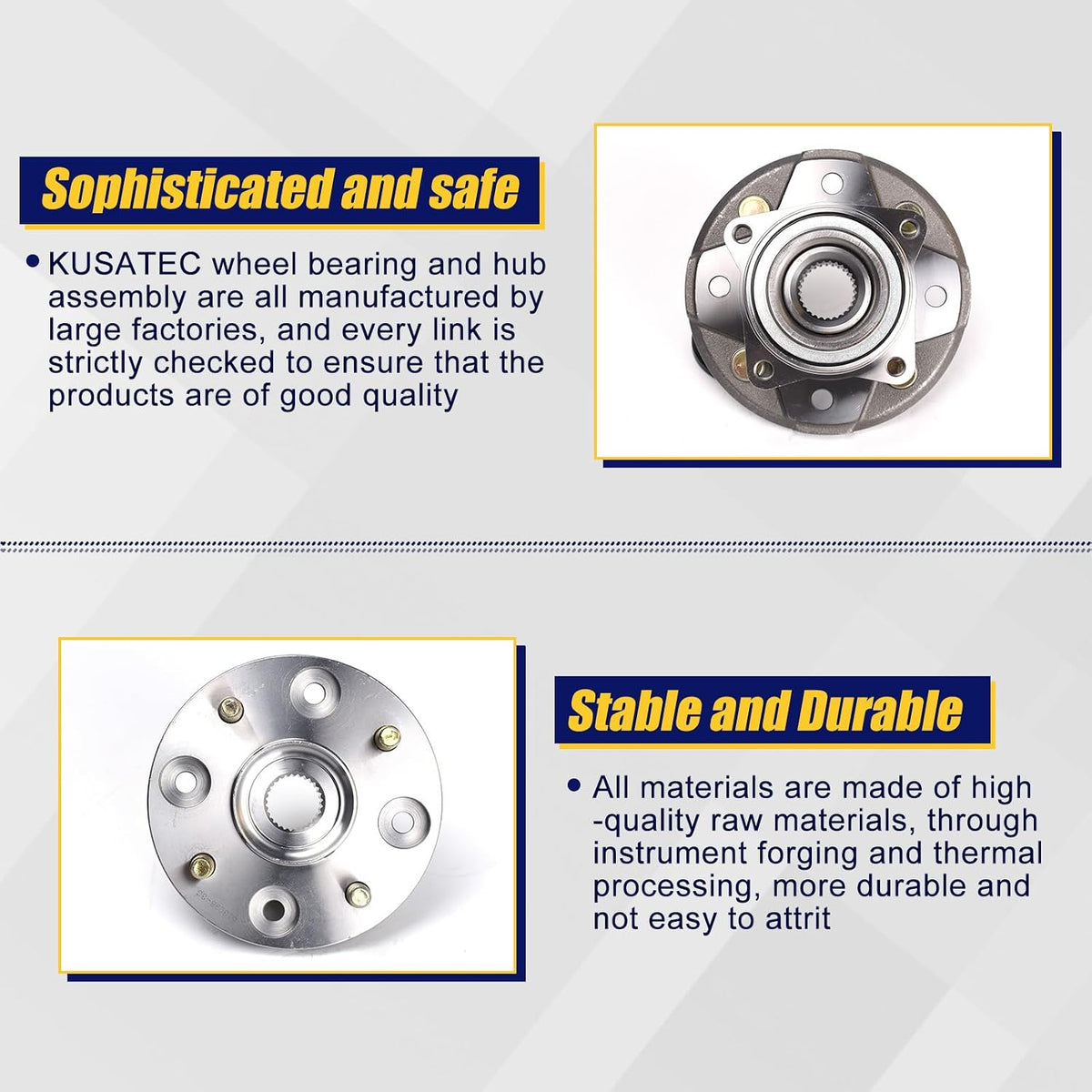 KUSATEC 513098 Front Wheel Bearing and Hub Assembly Compatible with 1997 Acura CL, 1990-1997 Honda Accord, 4 Lug Bolts without ABS
