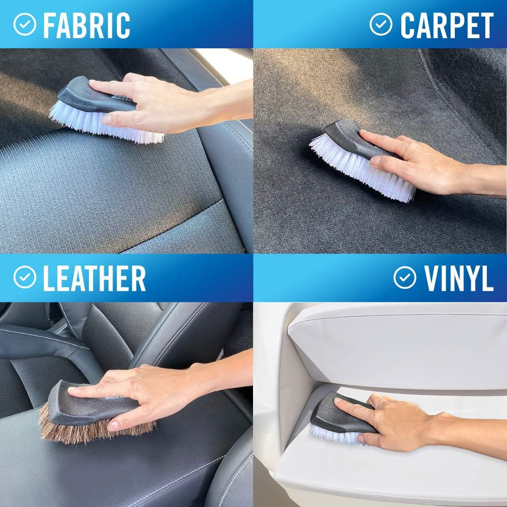 Upholstery Brush Set, Carpet and Car Cleaning Brushes, Horsehair Detailing | Brush for Upholstery Cleaner, Leather