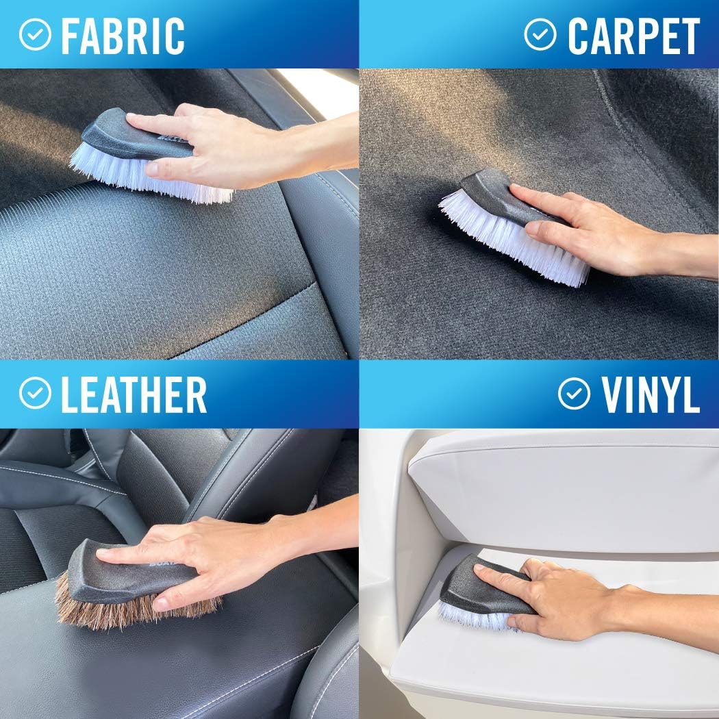 Upholstery Brush Set, Carpet and Car Cleaning Brushes, Horsehair Detailing | Brush for Upholstery Cleaner, Leather